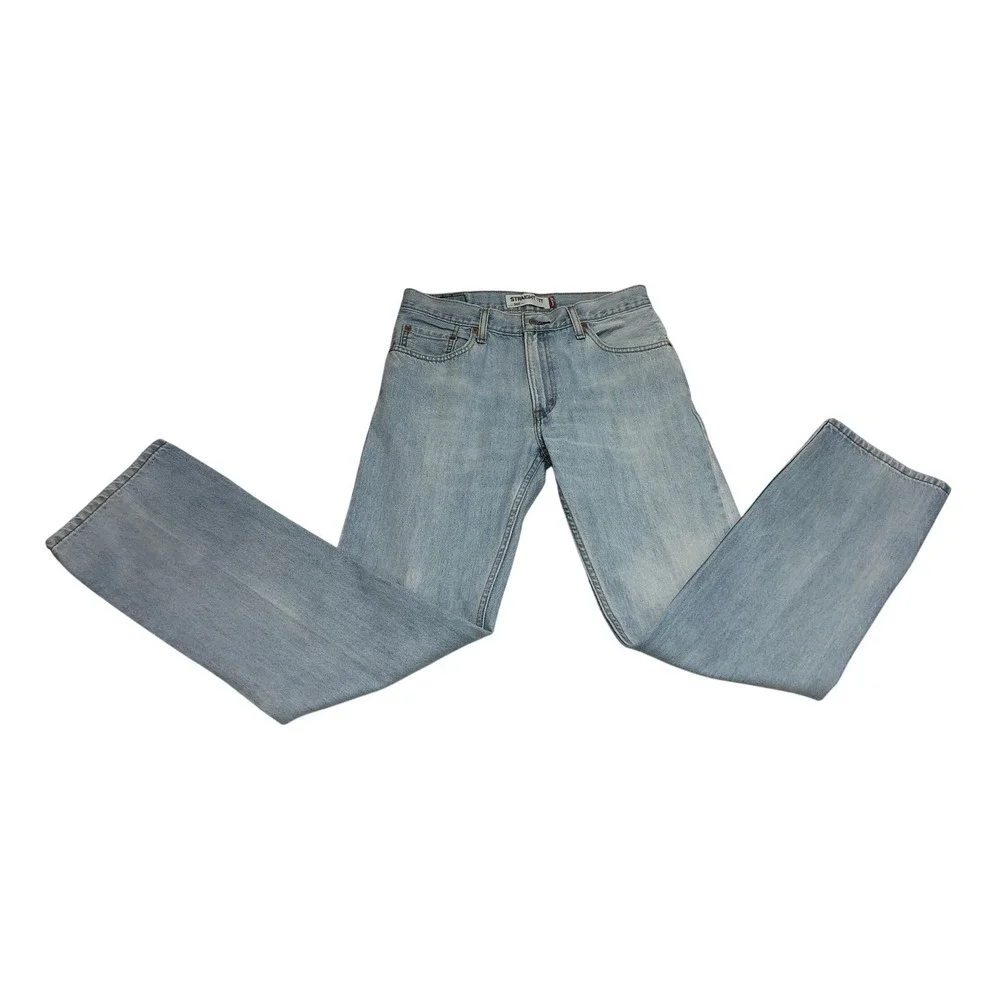 Levis 505 Straight Fit Jeans Mens 32x34 Light Wash Blue Denim Retro 90s Style